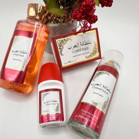 طقم سولطانا للعناية: جل استحمام، صابون، بخاخ، مزيل عرق