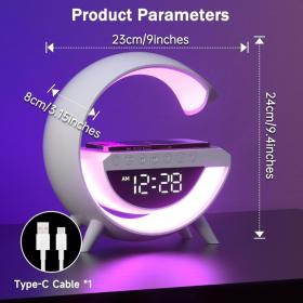 Lampe d'Ambiance LED avec Chargeur Sans Fil et Enceinte Bluetooth - مصباح مع شاحن لاسلكي ومكبر صوت بلوتوث